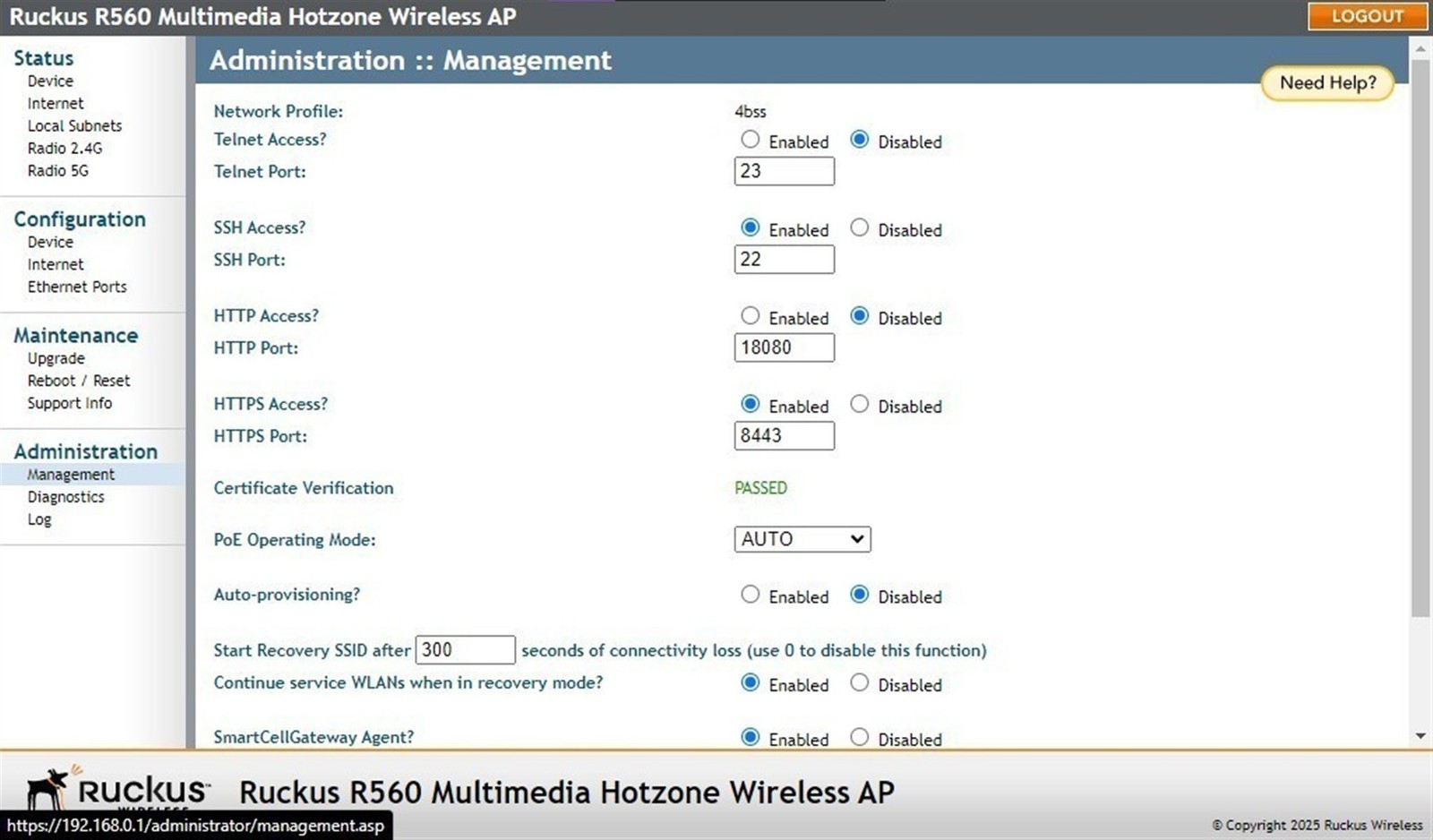 Ruckus R560 901-R560-US00 Indoor Access Point Factory Reset