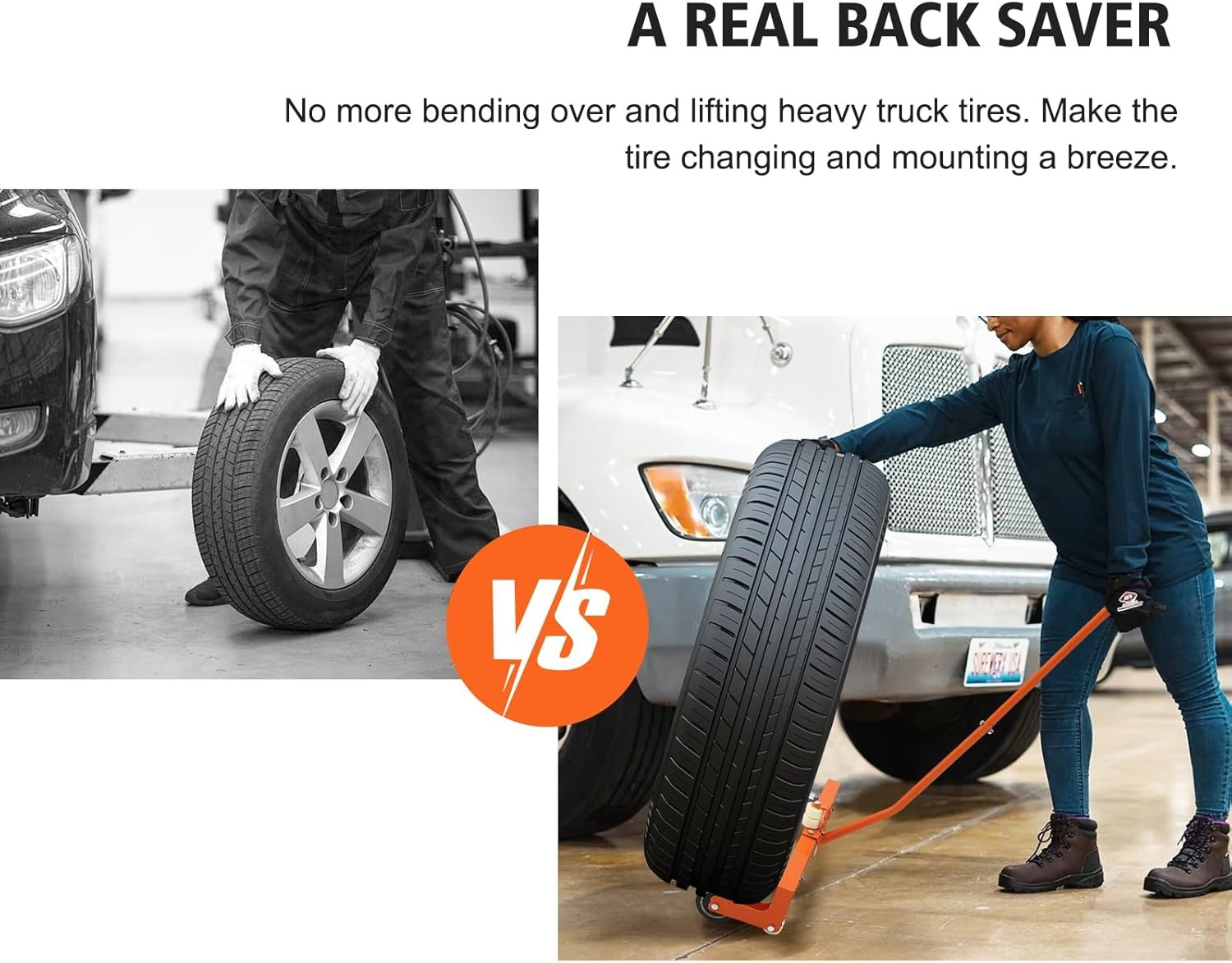 Adjustable Tire Wheel Dolly Cart 330 lbs for 6.5–24.5" Tires Moving Wheel Lift