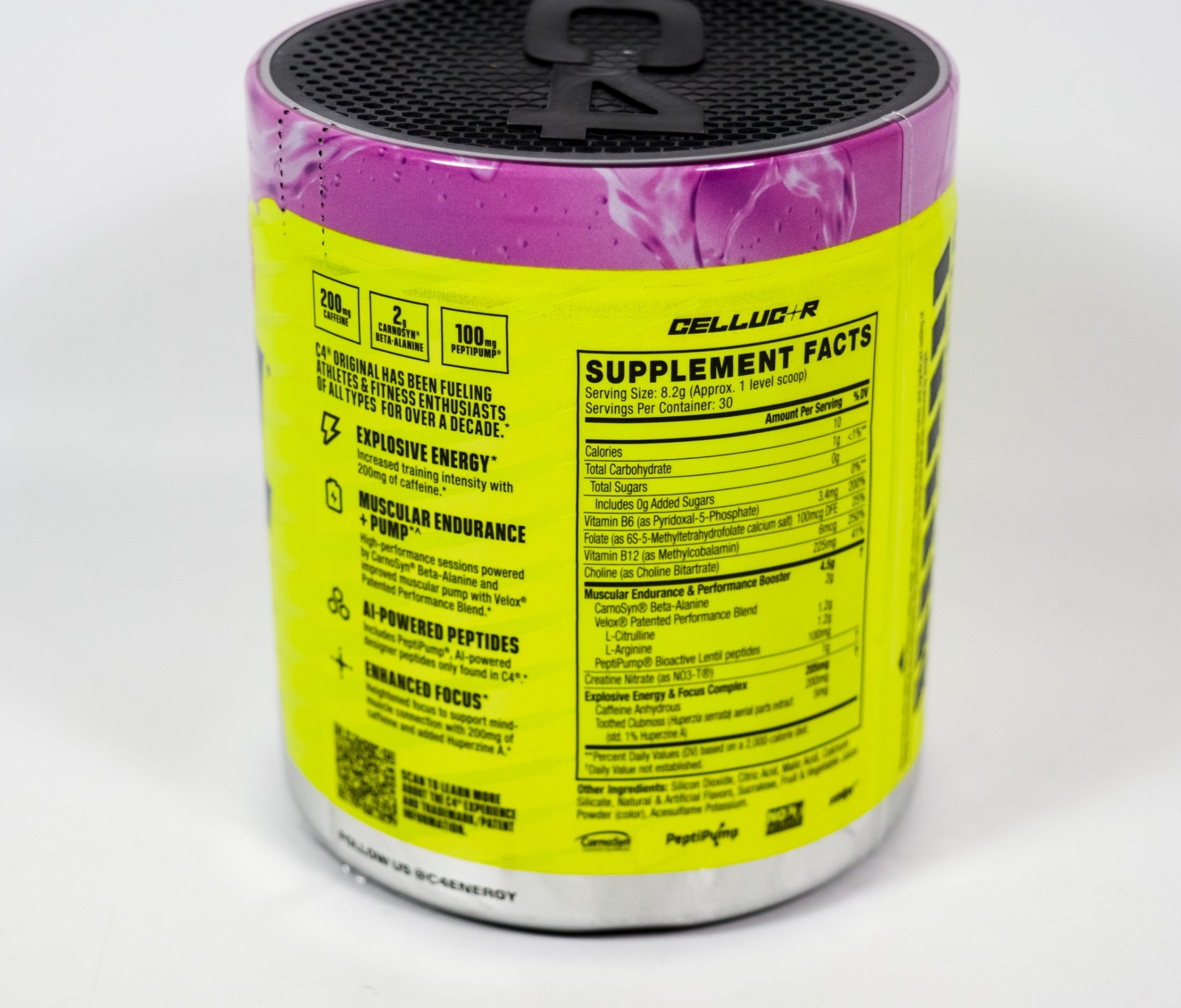 C4 Original Pre-Workout Grape Popsicle Cellic-R 8.7 oz (246 g) Canister 09/2026