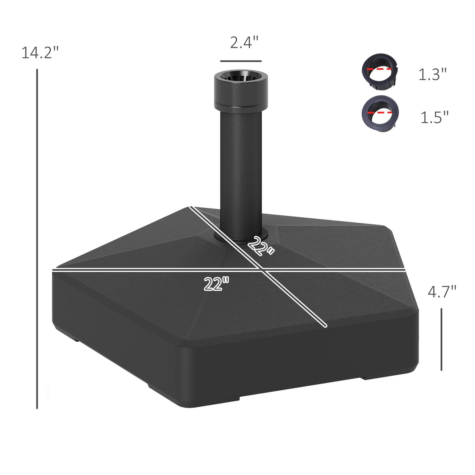 Outdoor Patio Umbrella Base Stand Heavy Duty Fillable 42lbs Garden Pool Black