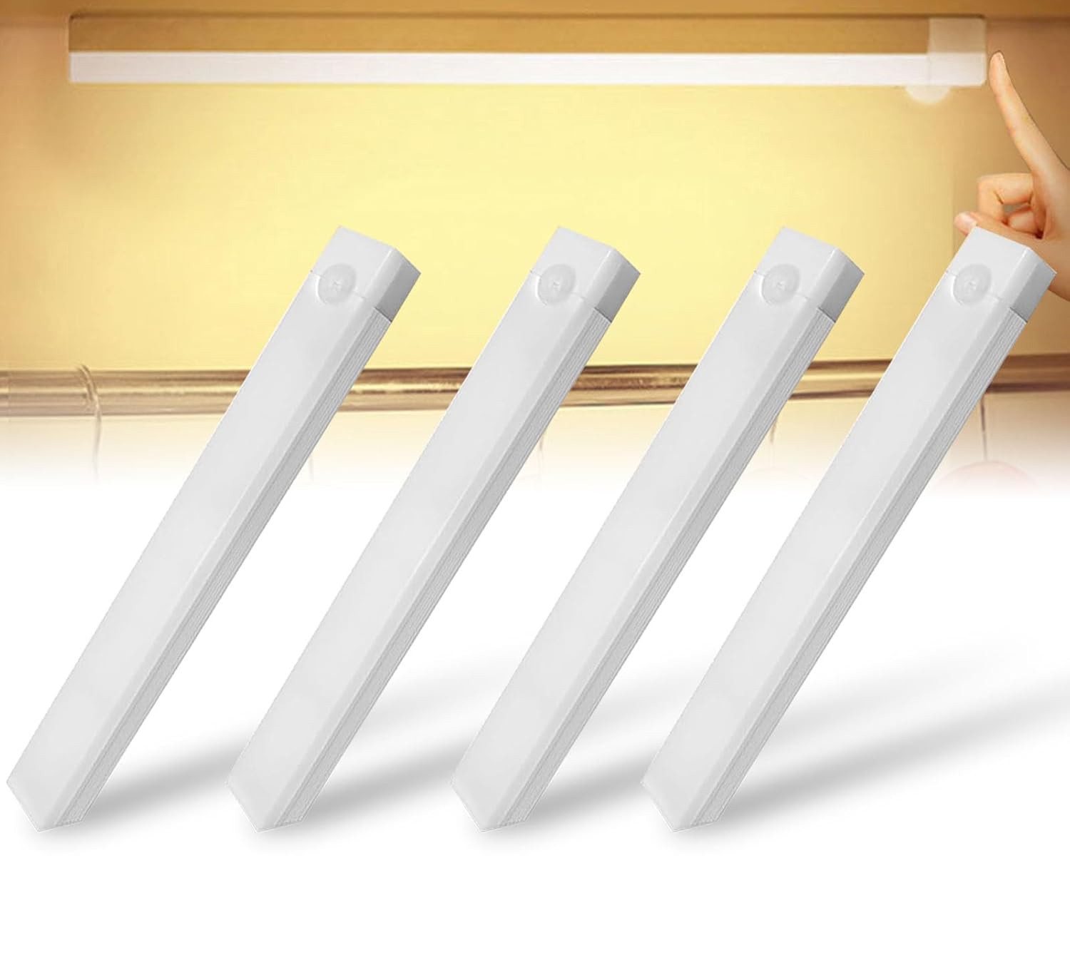 Magnetic Under Cabinet Lighting USB Rechargeable Smart Motion Sensor – 4 Pack