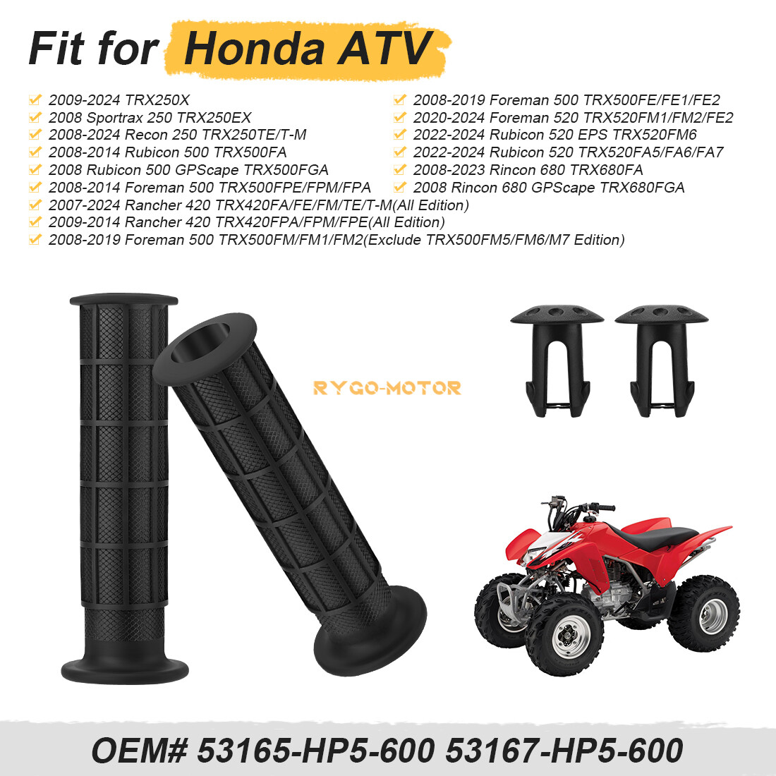 Handlebar Grips w/Guards End for Honda Rancher 420 TRX420 2x4 4x4 2007 2008-2024