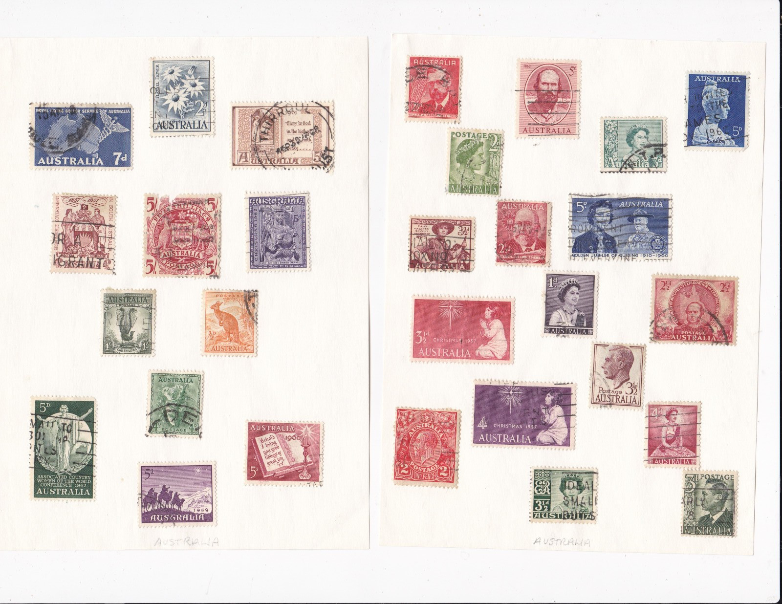 AUSTRALIA POSTAGE STAMPS - 46 USED AS A LOT.  1957-1967