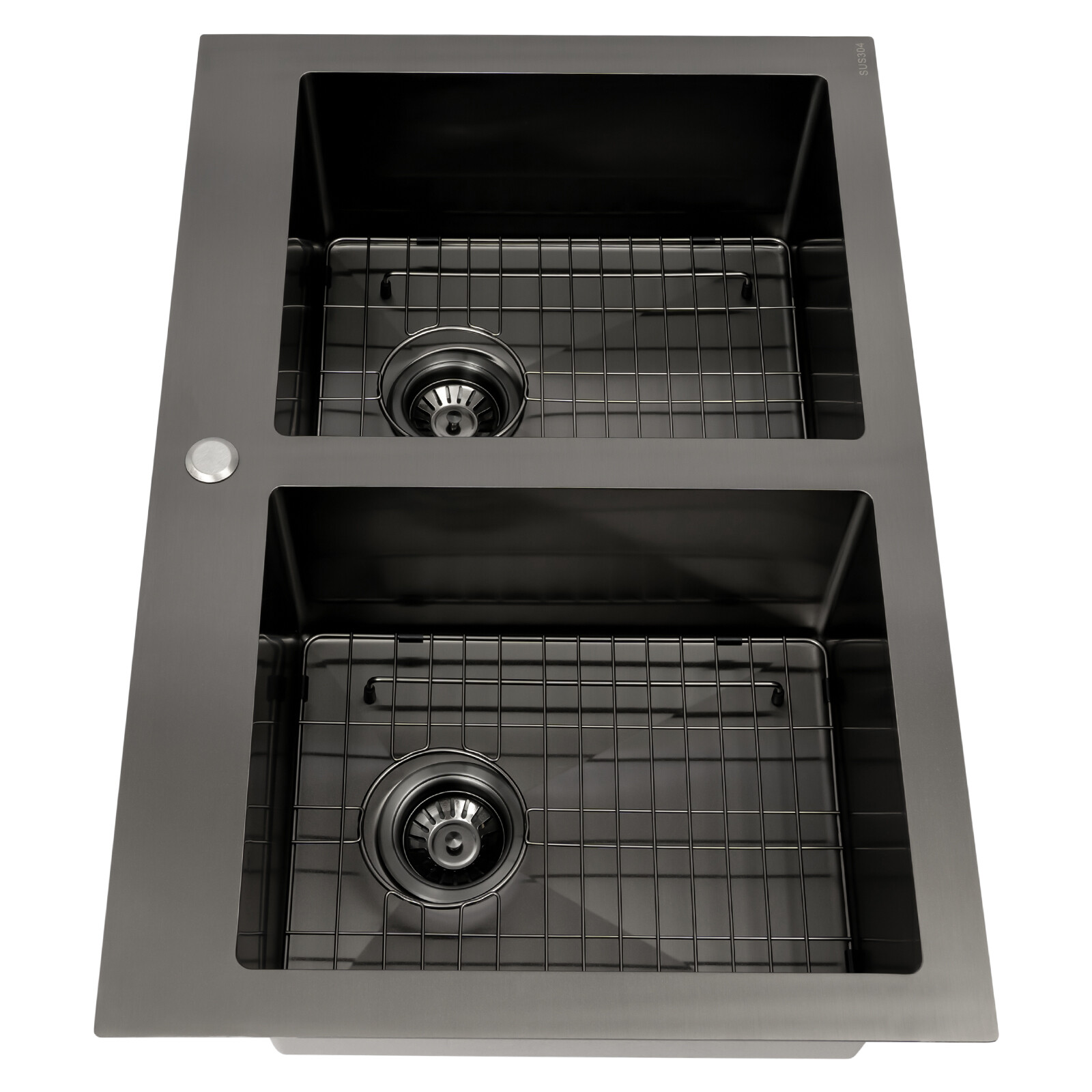 33x22" Drop in Kitchen Sink Double Bowl Gunmetal Black Stainless Steel USA
