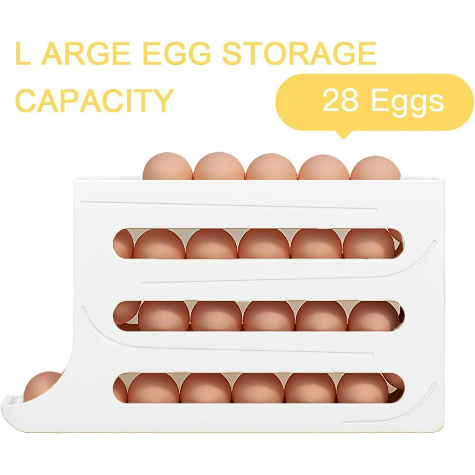 Automatic Rolling Egg Dispenser Organizer for Refrigerator 4-Tier Space-Saving