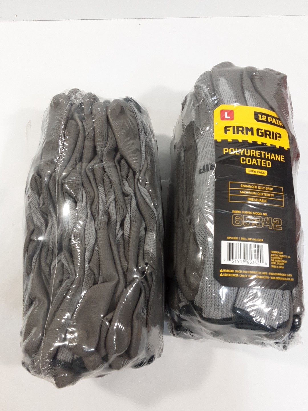 Firm Grip Large Polyurethane Coated Crew Work Gloves 2 packs of 12, 24 PAIRS