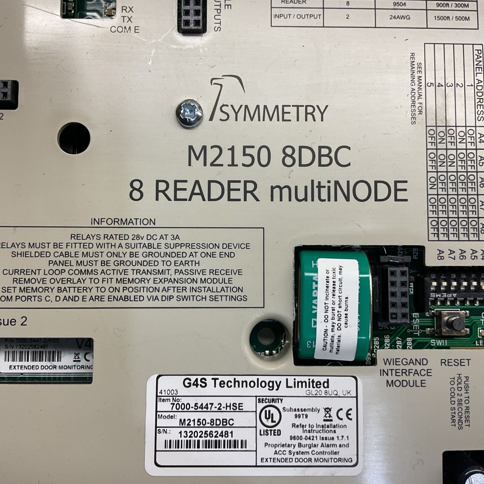 AMAG/G4S M2150-8DBC 8-Door/Reader Controller With WiM-8, NIC Card 7000-5447-2