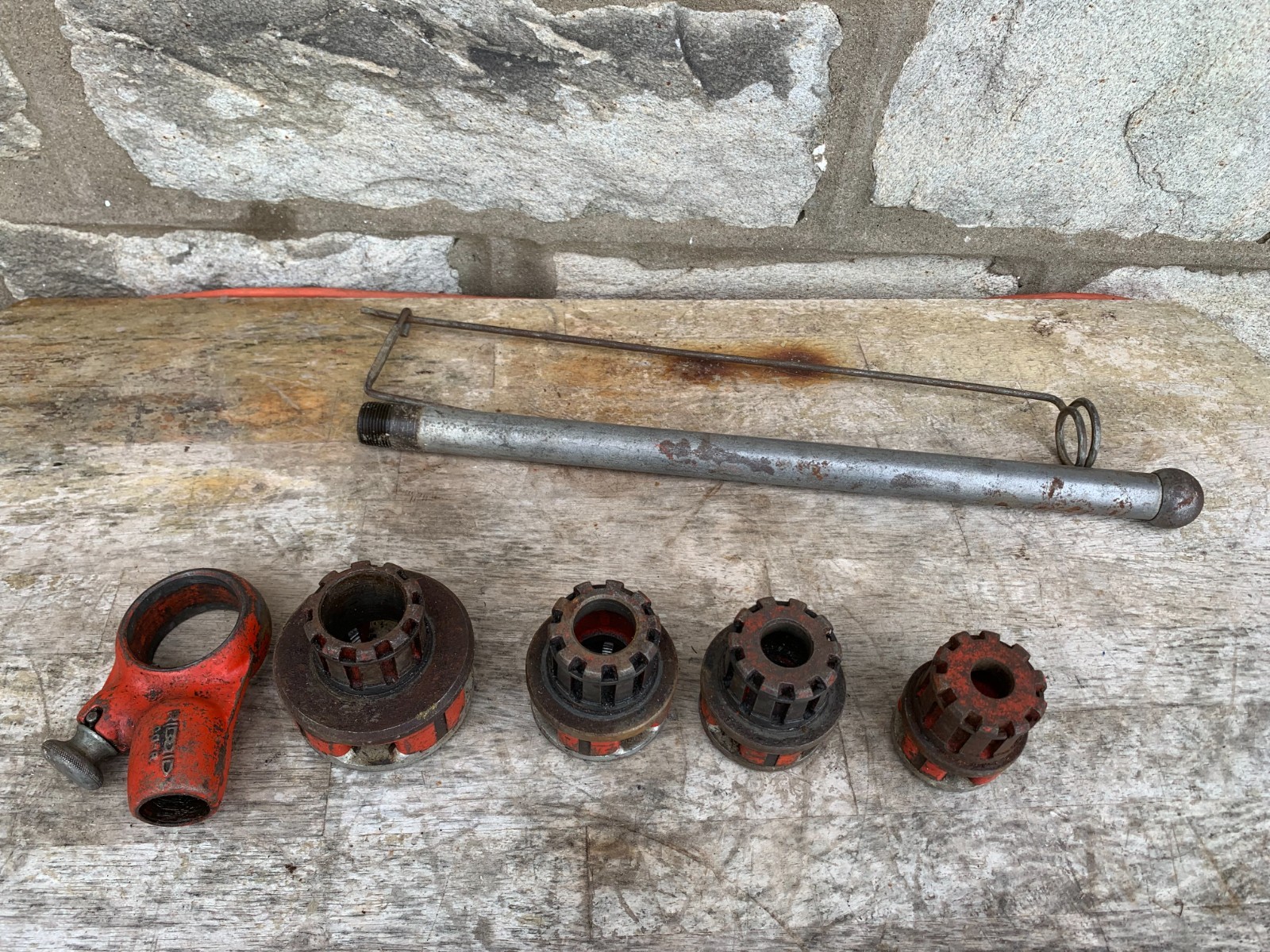 Ridgid 00-R 6 Pc VTG Pipe Threader Kit Ratchetting Die Head 3/8- 1" USA Made