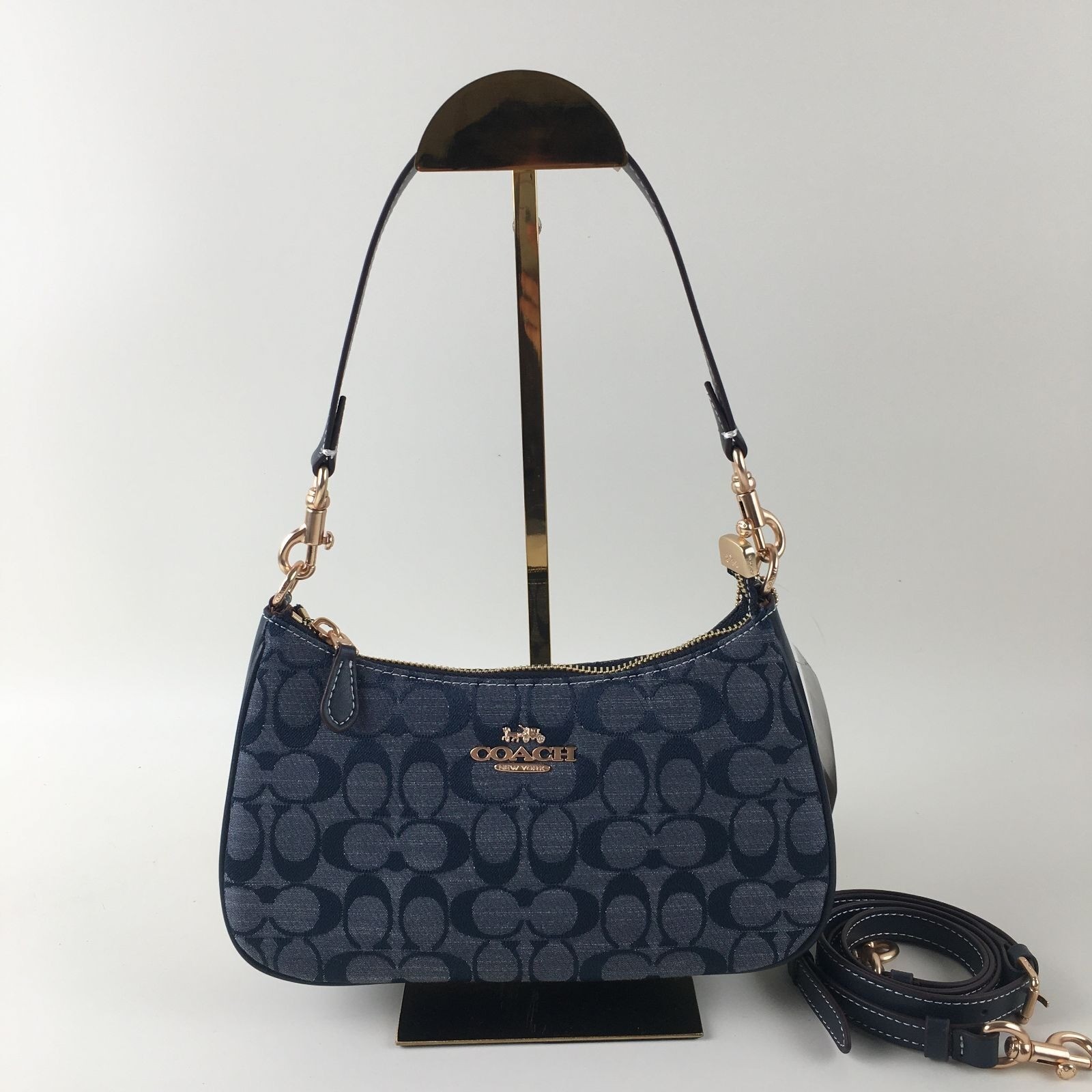 COACH CH139 Teri Shoulder Bag Signature Chambray Blue Outlet SMM