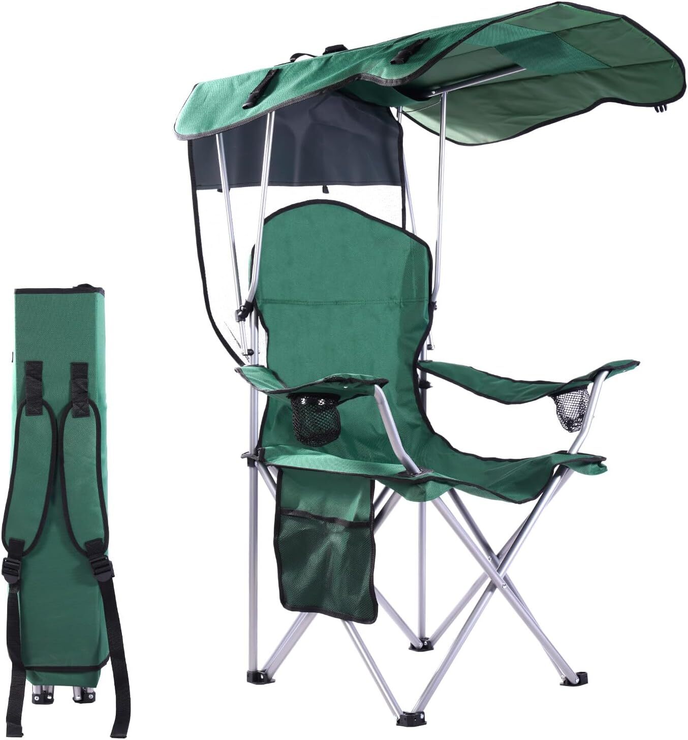 Beach Camping Folding Chair for Camping Chair with Canopy Foldable W/Sun Shade