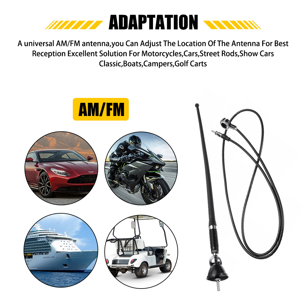 16" Universal Mount Swivel Base Car Radio AM/FM Amplified Signal Aerial Antenna