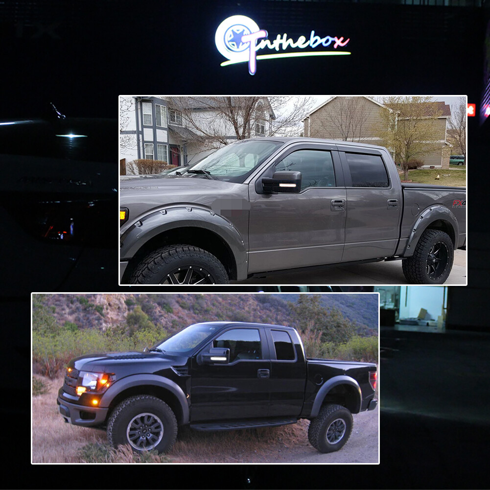 2X White LED Side Mirror Lamp Turn Signal Lights For 2009-2014 Ford F-150 Smoked