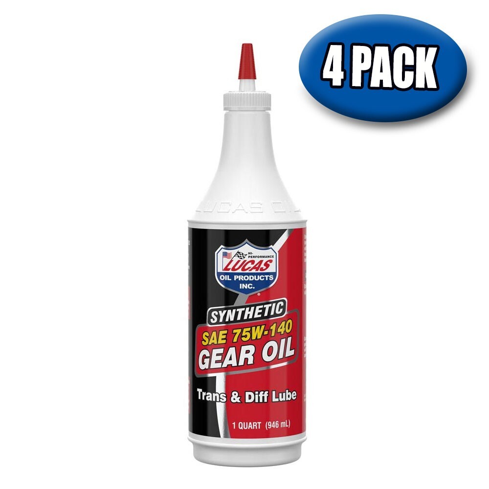 LUCAS OIL 10121 SYNTHETIC SAE 75W-140 GEAR OIL TRANS & DIFF LUBE 1 QT. - 4 PACK