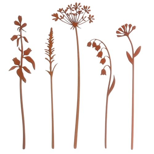Retro-Style Metal Garden Stakes – Elegant Floral Decor for Outdoor Spaces,