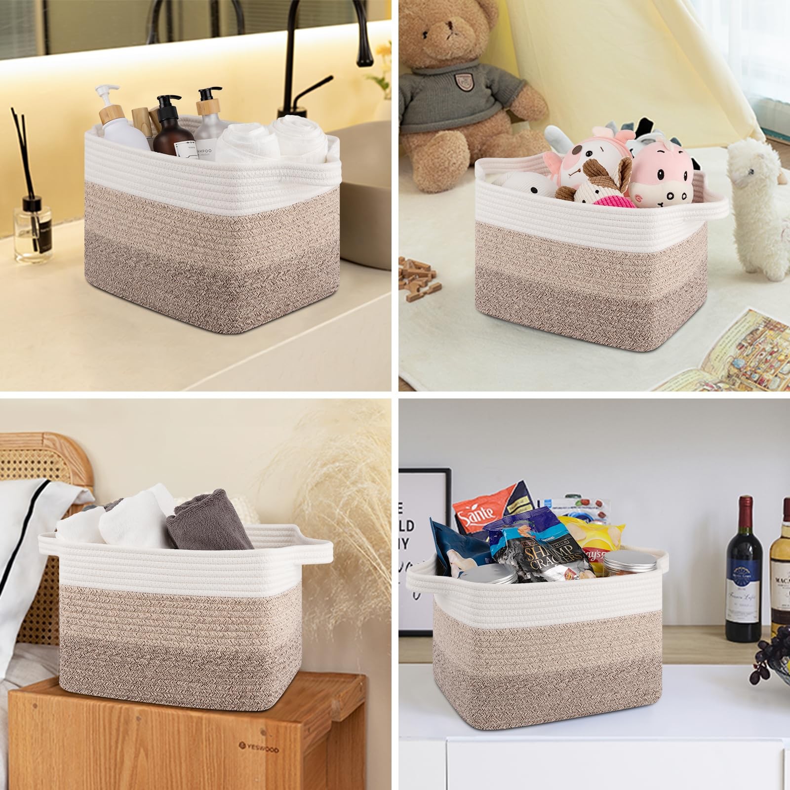 OIASKET Storage Baskets for Organizing, Woven Baskets for Shelves, Rectangle