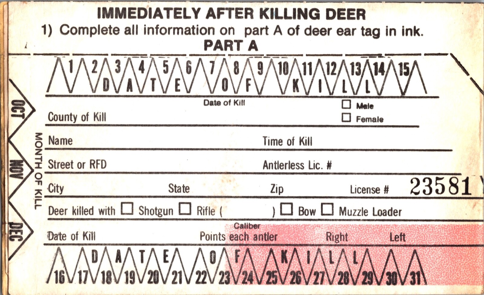 Vntage 1960's Deer Tag   Pennsylvania