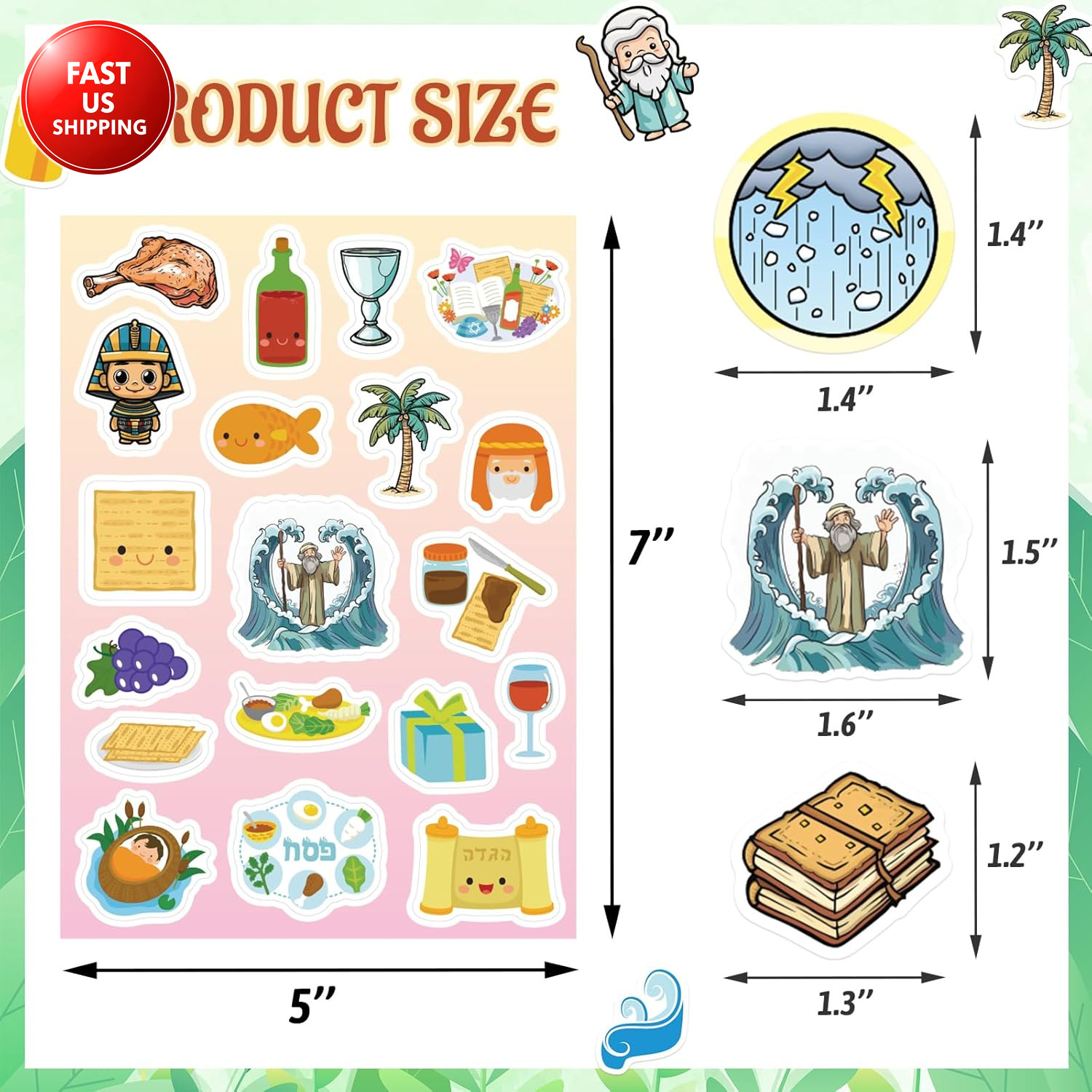 575 Pcs Passover Stickers for Kids Pesach Passover Decorations Gifts for Seder T