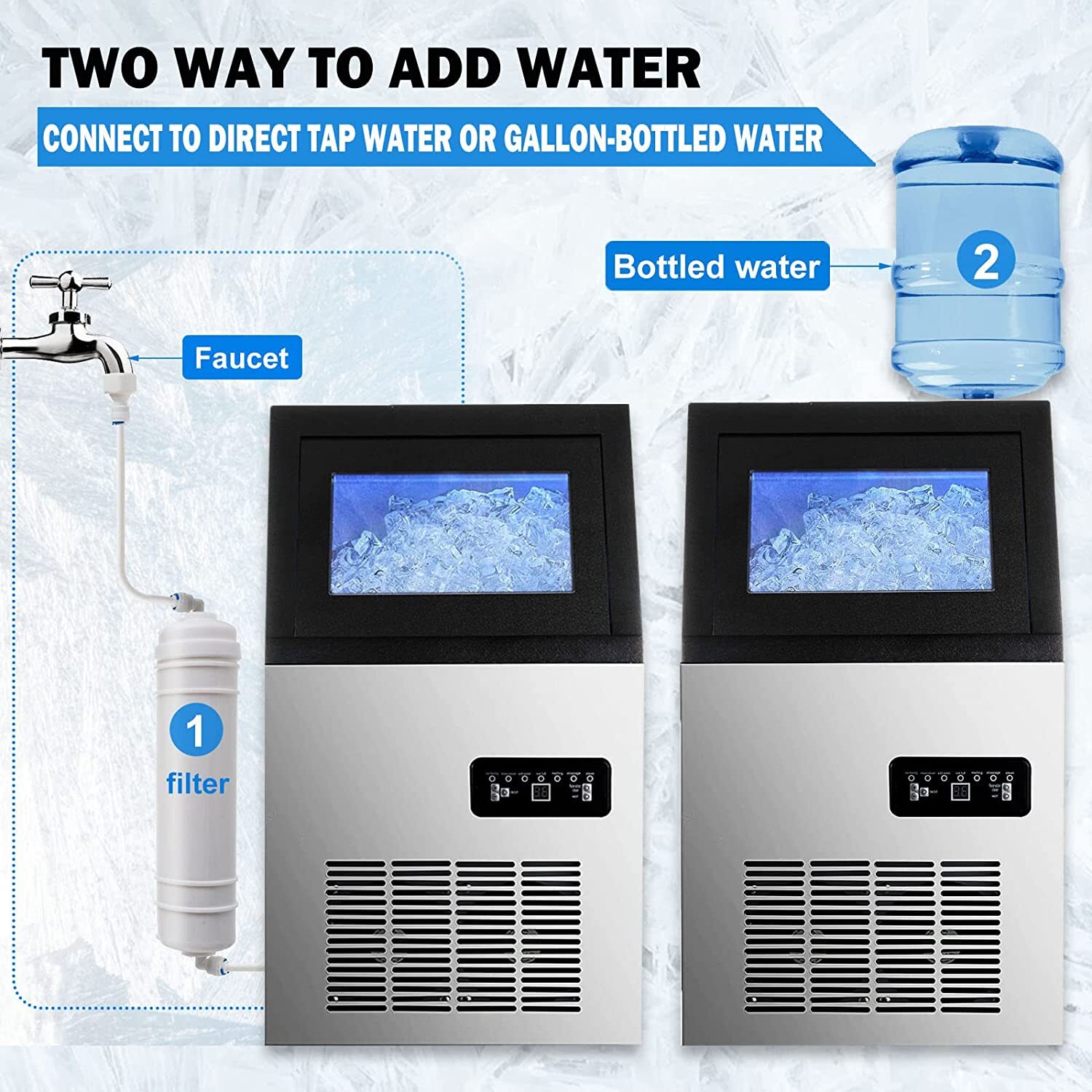 90 LBS/24H Commercial Ice Maker Built-in Freestand Ice Cube Machine Coutertop