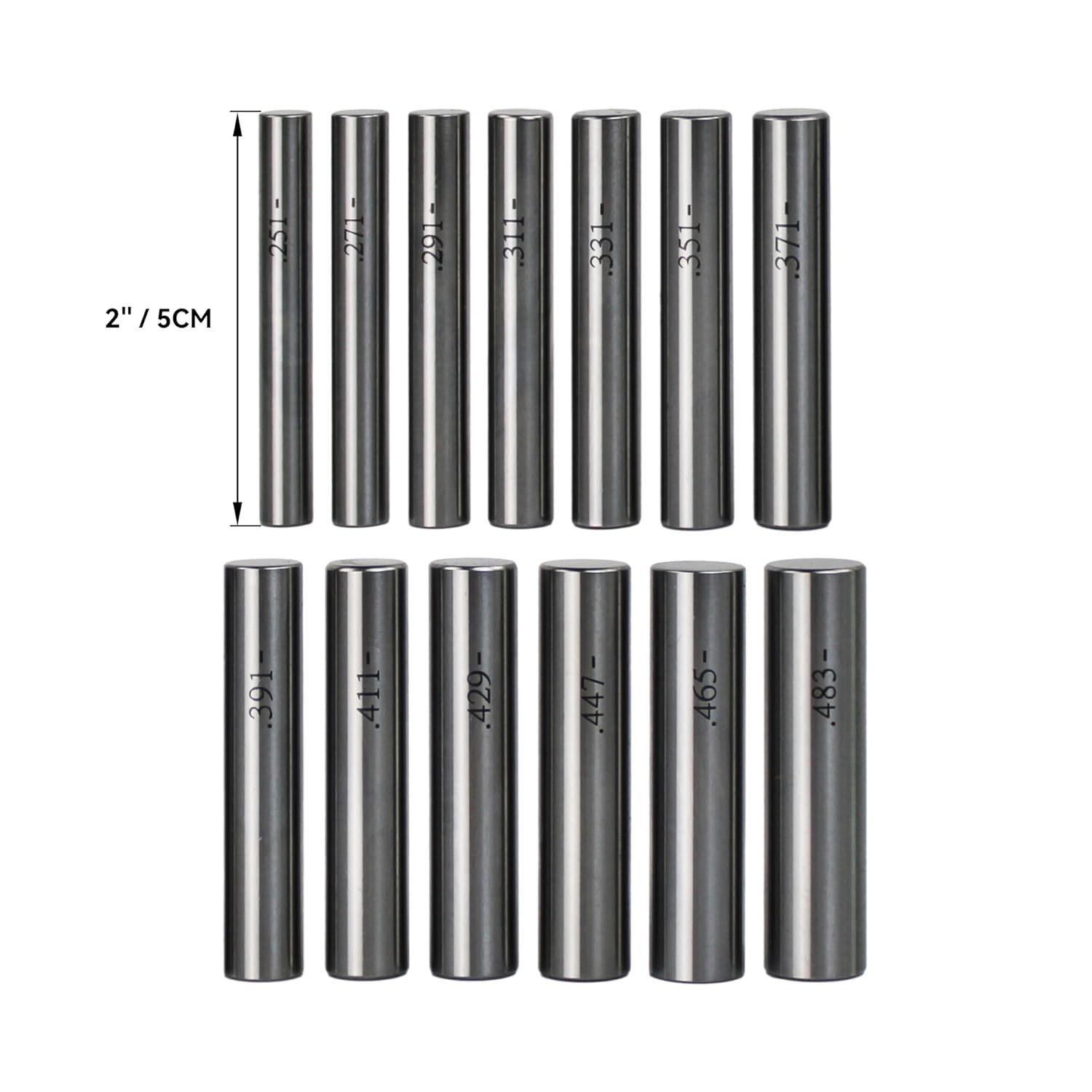 250 Pc M2 .251-0.500'' Steel Plug Pin Gage Set Minus Plus Pin Gauges Metal Gage