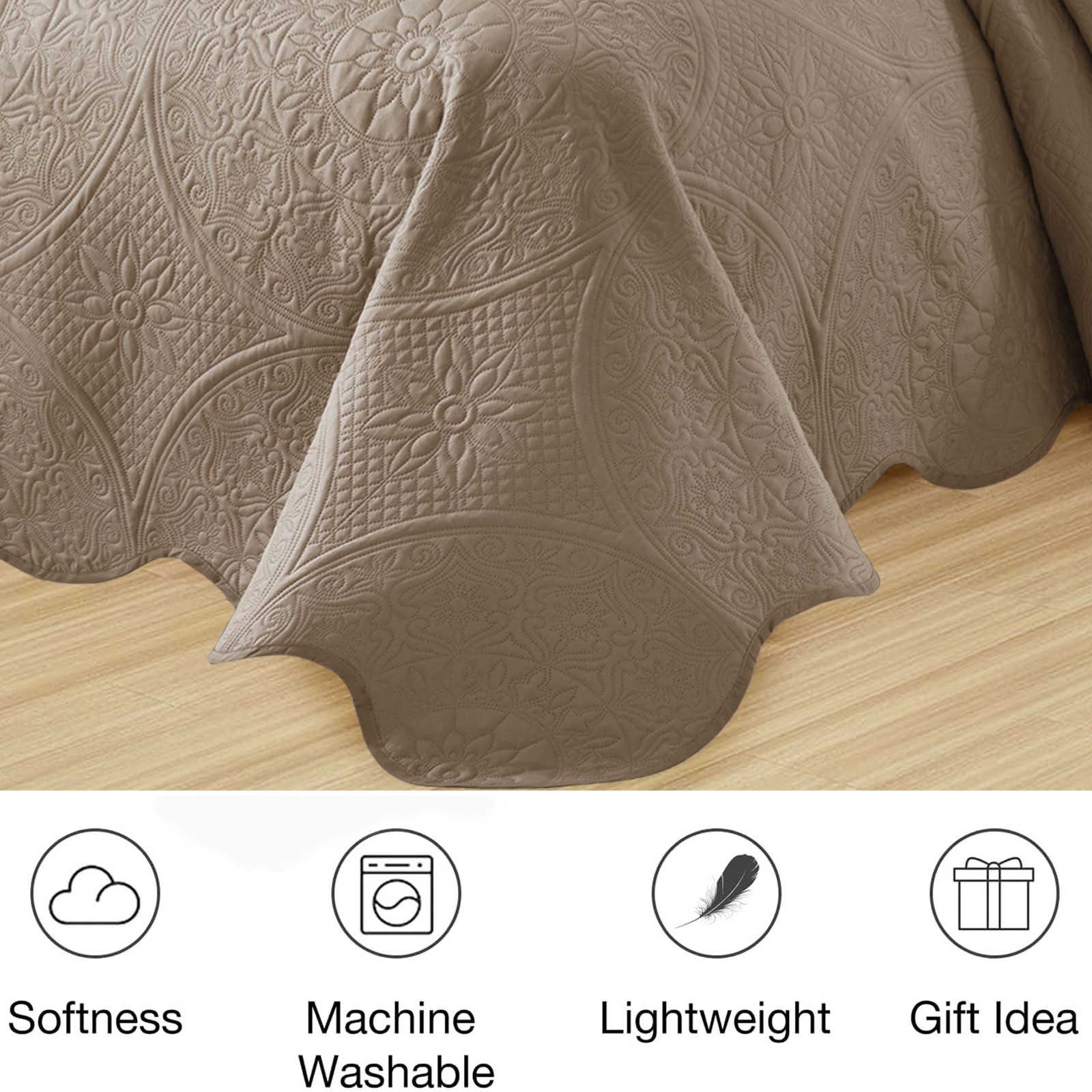 Luxury Bedspread Set 3 Piece Quilted Coverlet Bed Throw Queen King Size Bedding