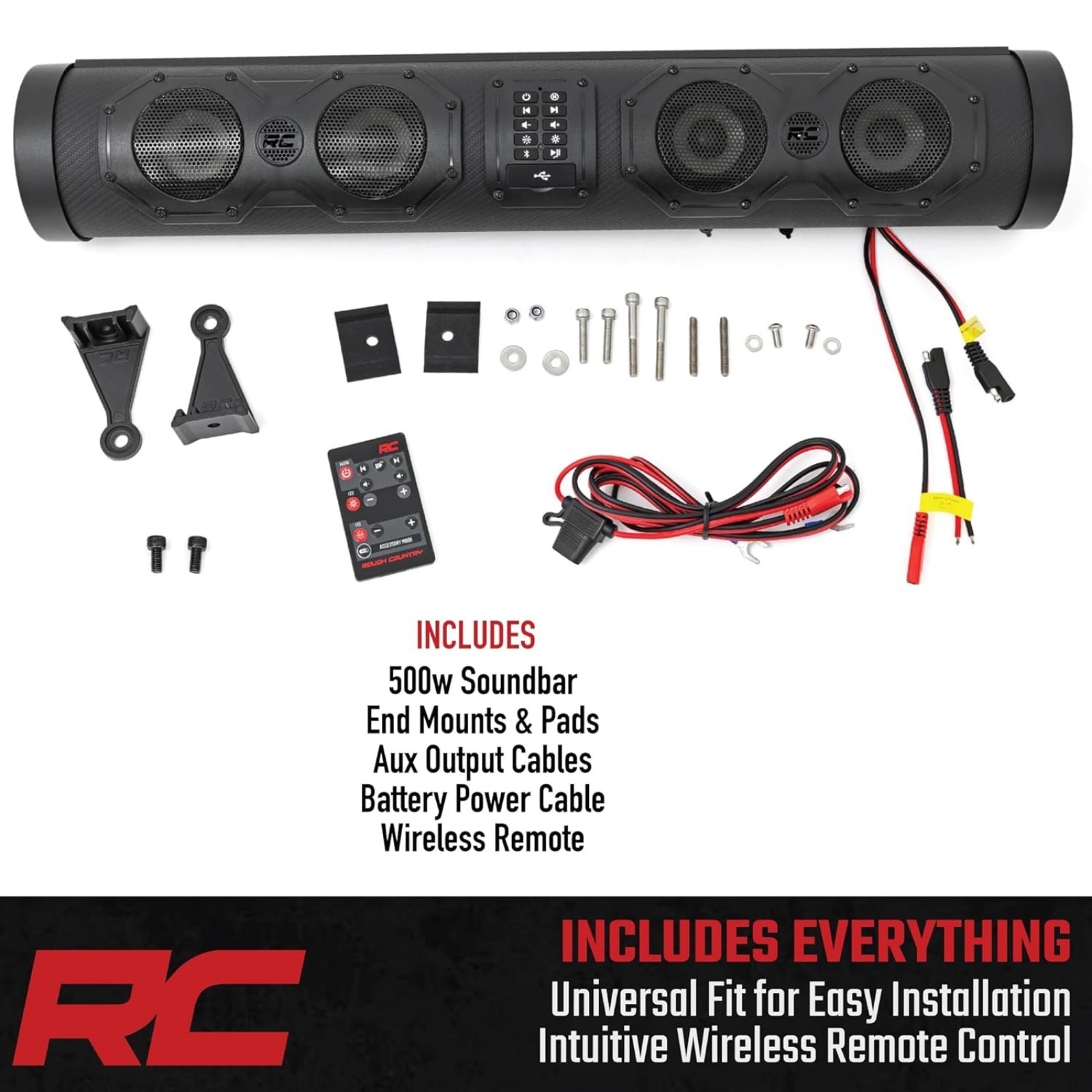 Rough Country RESON8 UTV ATV Bluetooth Multi-Color LED Soundbar Universal