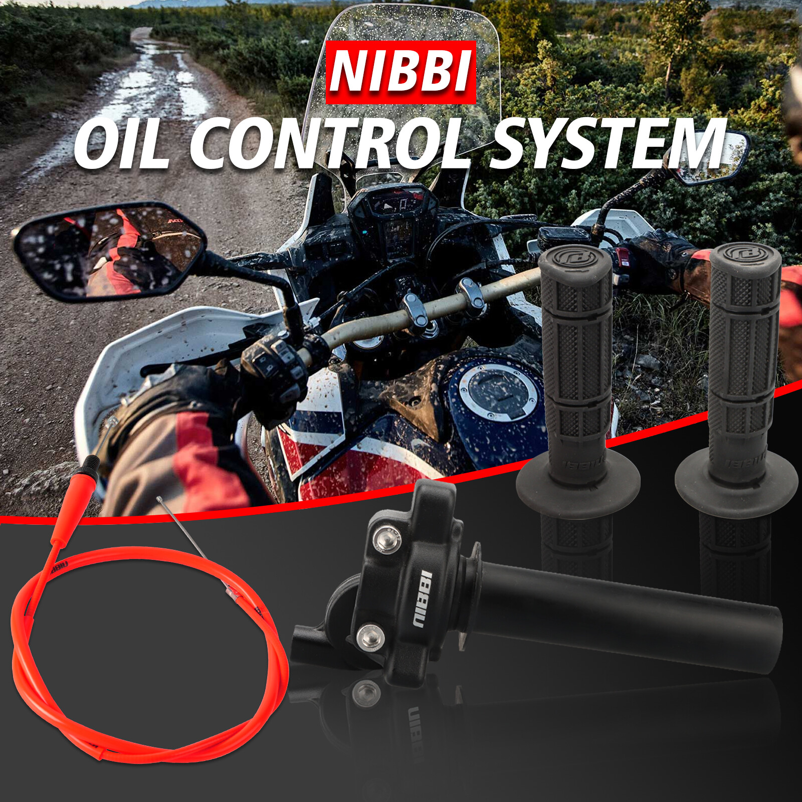 NIBBI Twist Throttle Grip Assembly w/ Cable 7/8" Motorcycle Handlebar Grips 22mm
