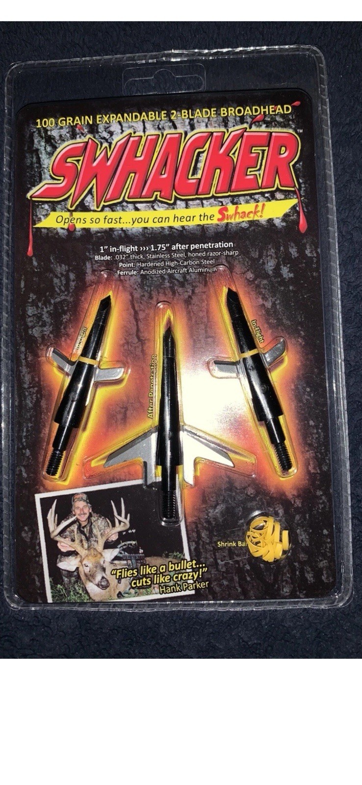 Swhacker 100grain 1.75"Cut 2 Blade Broadheads