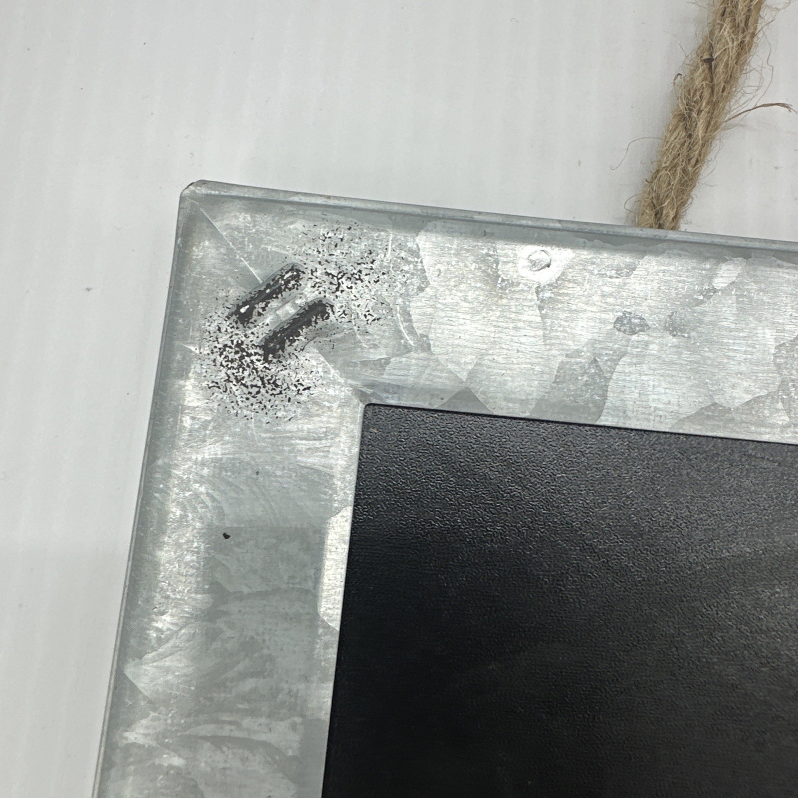 12”x8” Chalk Board with Galvanized Metal Frame With Rope Rectangle {1}