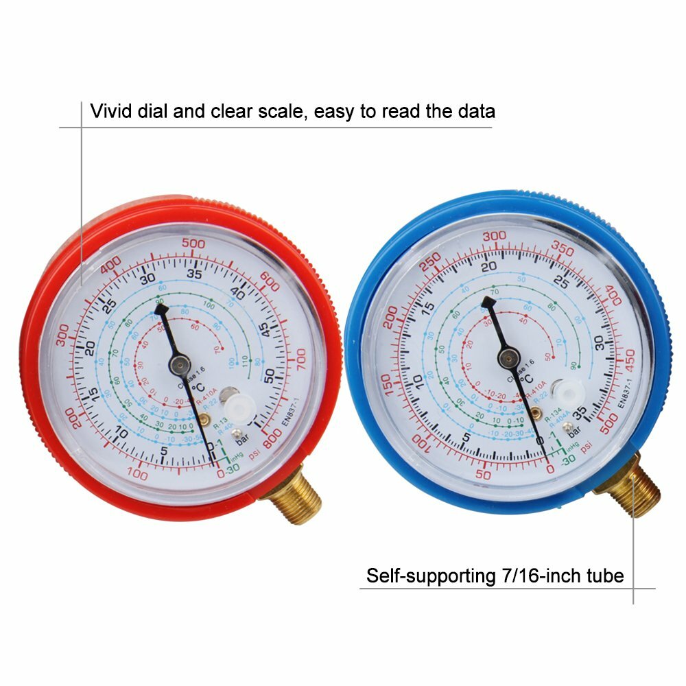2PACK REPLACEMENT MANIFOLD GAUGES Refrigeration HIGH AND LOW SIDE RED& BLUE Tool