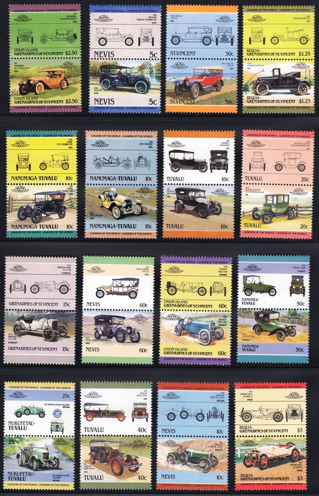 500 DIFFERENT CARS Auto 100 Leaders of the World MNH Mint Car Stamp Collection