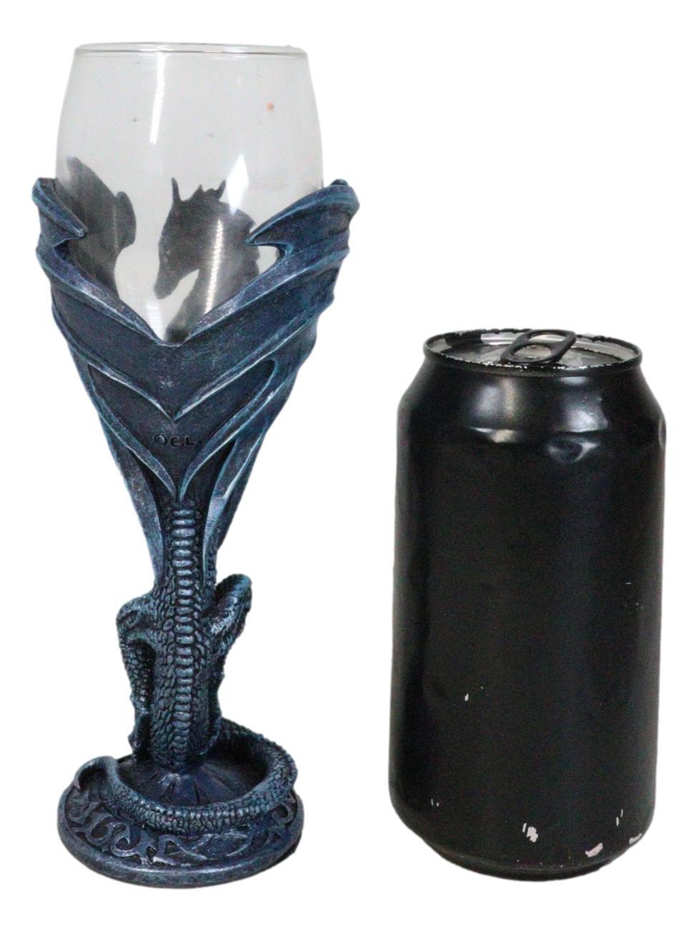 Fantasy Netherworld Blue Dragon Sea Blade Sword Glass Wine Goblet Chalice