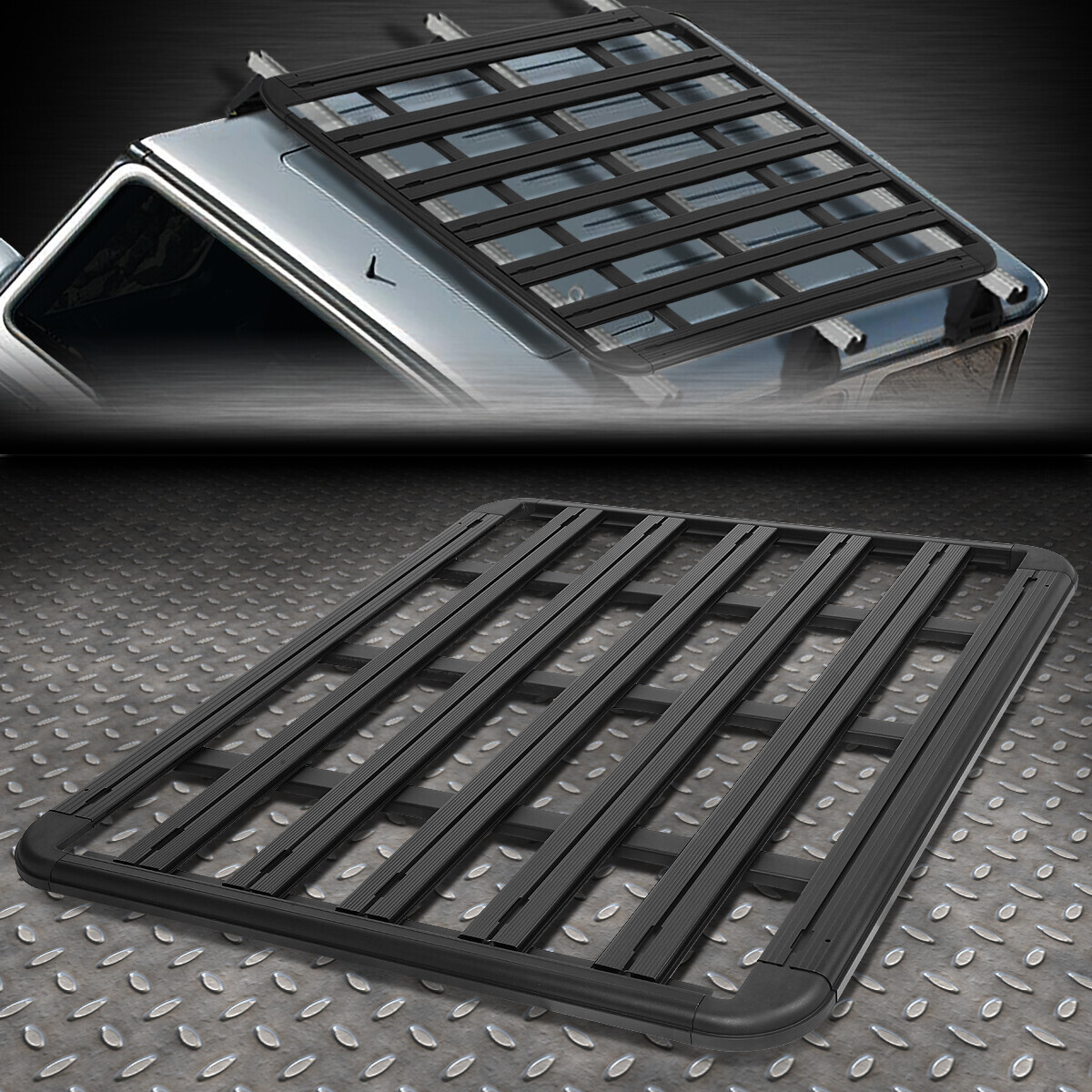 60"x 48"ALUMINUM ROOF RACK CAR/SUV TOP CARGO BAG/LUGGAGE CARRIER BASKET BLACK