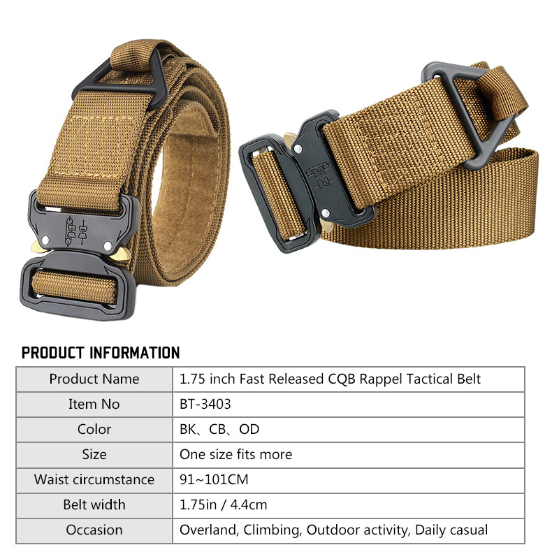 1.75" Tactical Belt Quick Release EDC Riggers Belt CQB Military Airsoft Hunting