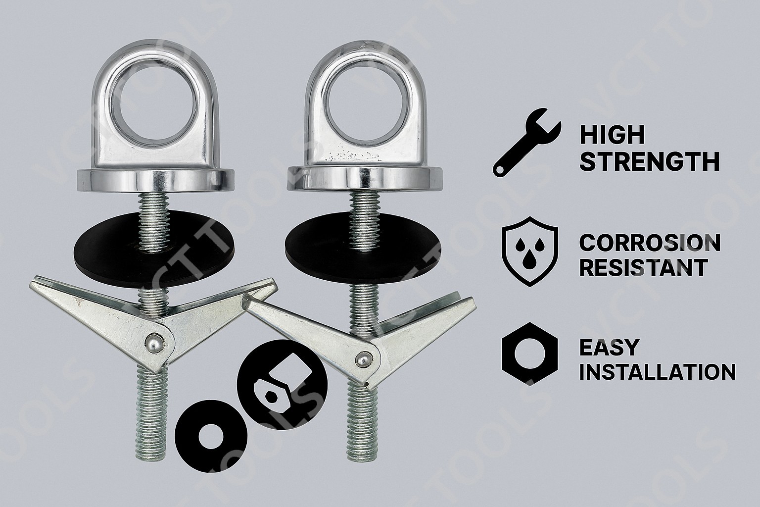 Spring Toggle Eye Bolt Hollow Wall Fastener for Hanging, Rigging & Load Support