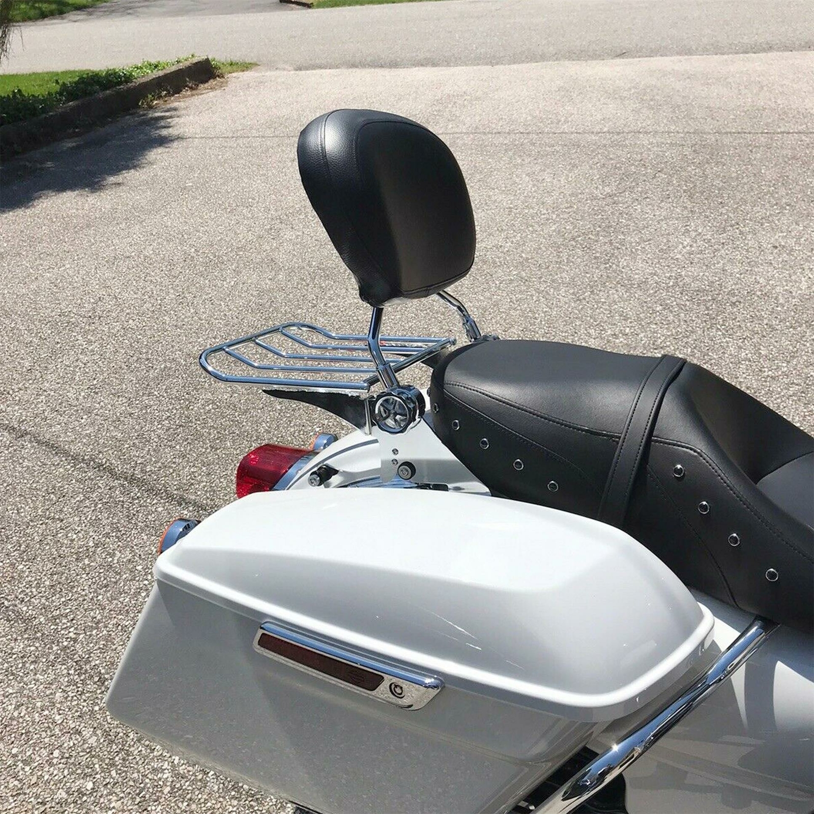 Adjustable Sissy Bar Backrest Luggage Rack For 09-24 Harley Road Electra Glide