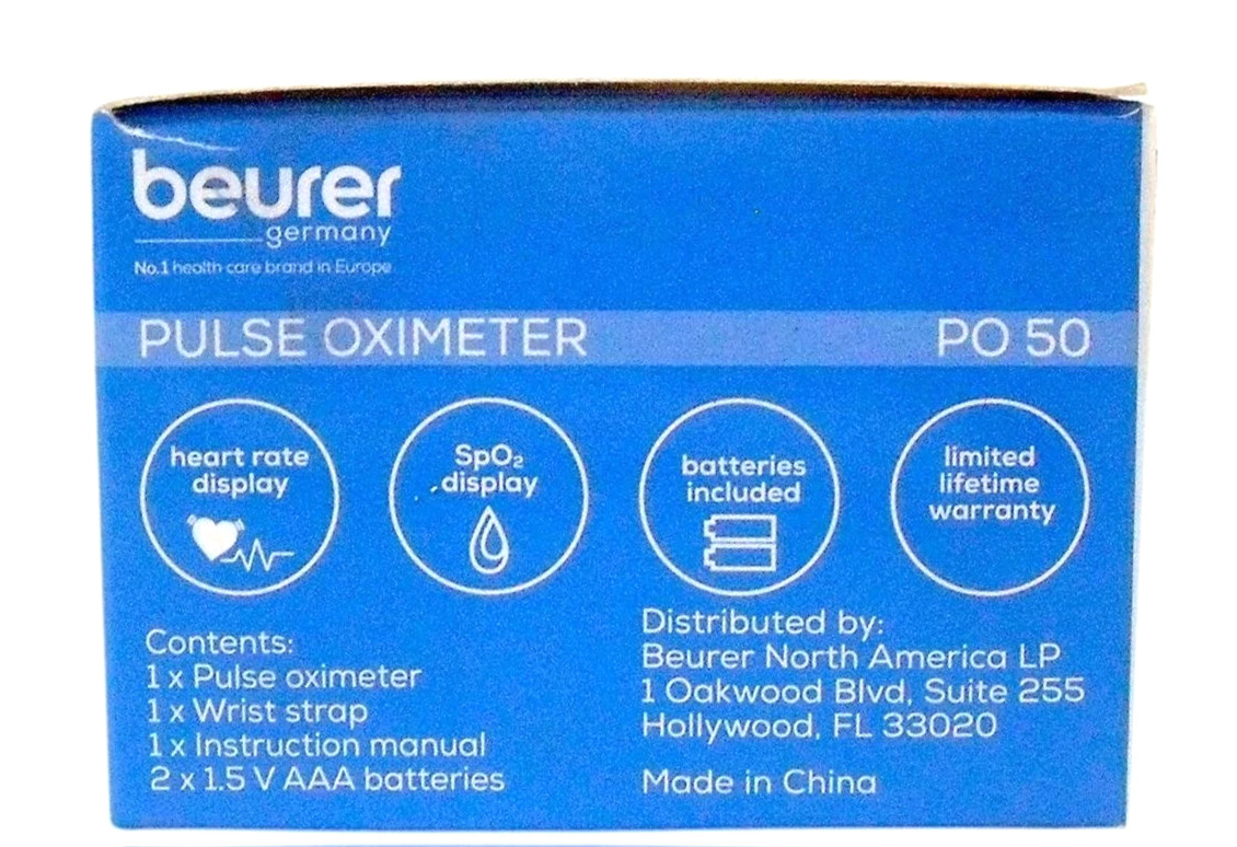 Beurer PO50 Fingertip Pulse Oximeter, Blood Oxygen Saturation Heart Rate Monitor