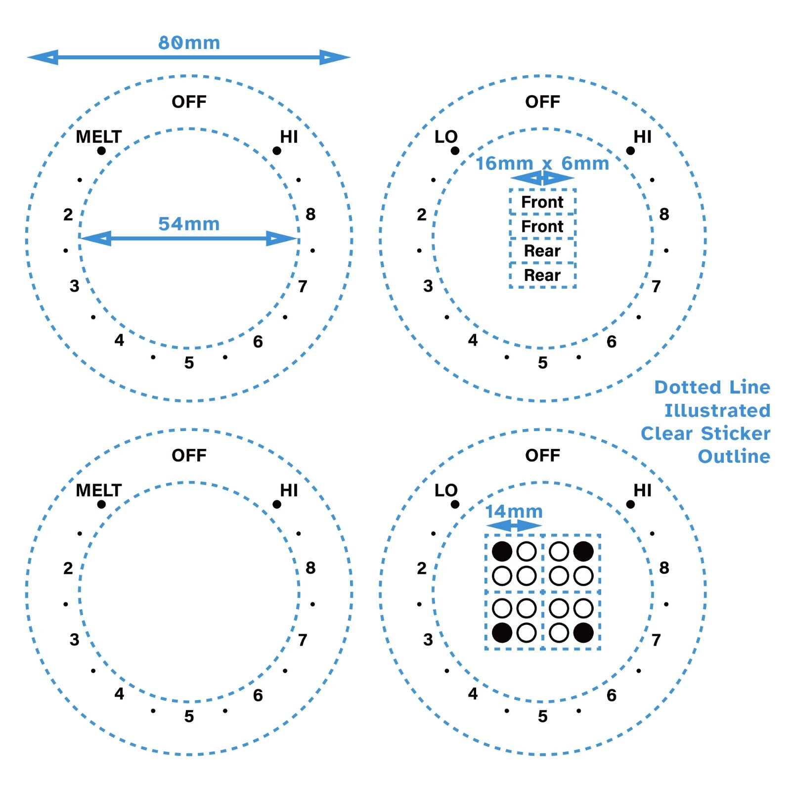 4 Dials Set Free Standing Electric Cooktop Hob Sticker Label Decal For GE Range