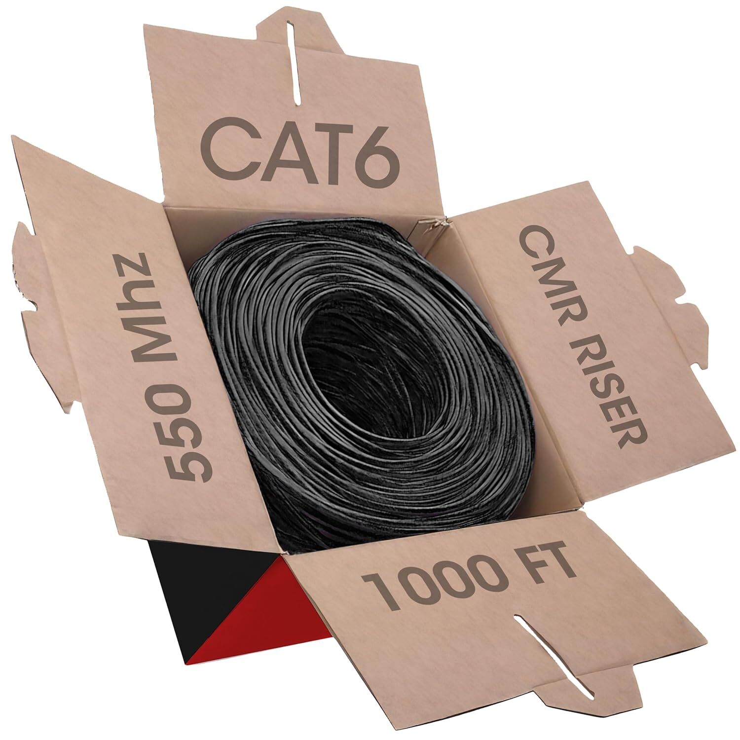 Cat6 Cable 1000ft 23AWG Solid 4 Pair Bulk Cat 6 Ethernet Cable (UTP CMR) 550MHz