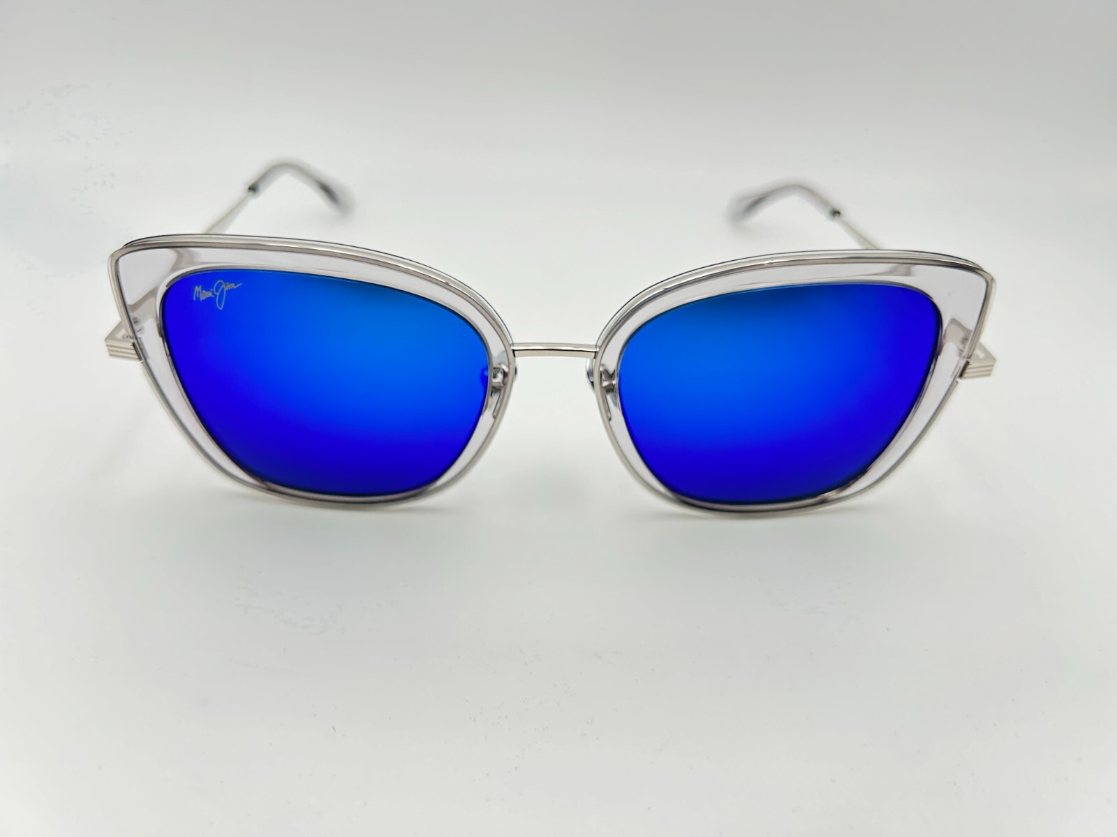 MAUI JIM Polarized Sunglasses MJ843 11 Violet Lake Silver Clear Blue Hawaii NIB