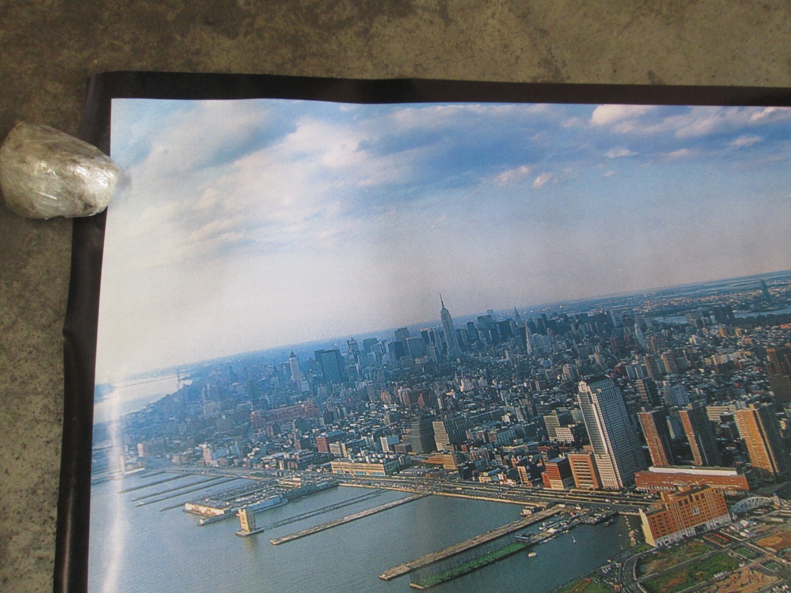 Manhattan New York car garage game room Poster Vintage 1980's Twin Towers C2286