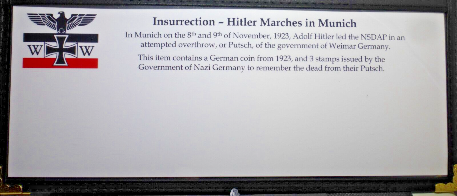 Nazi History Coin / Stamp Album *with COA* - Adolf Hitler's Insurrection, Putsch