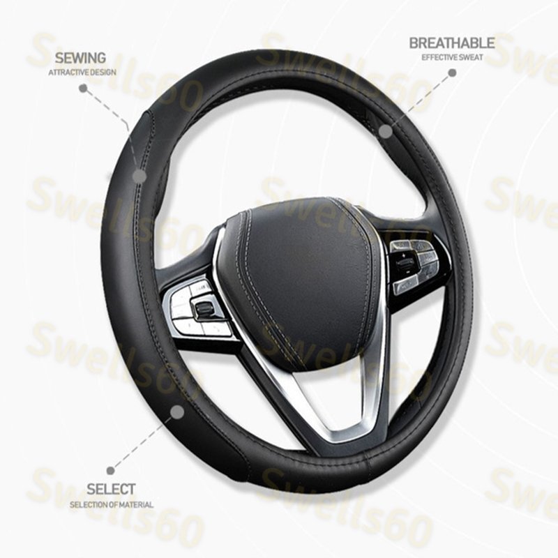 Black 15" Car Steering Wheel Cover Genuine Leather For LEXUS IS300 LS460 IS350