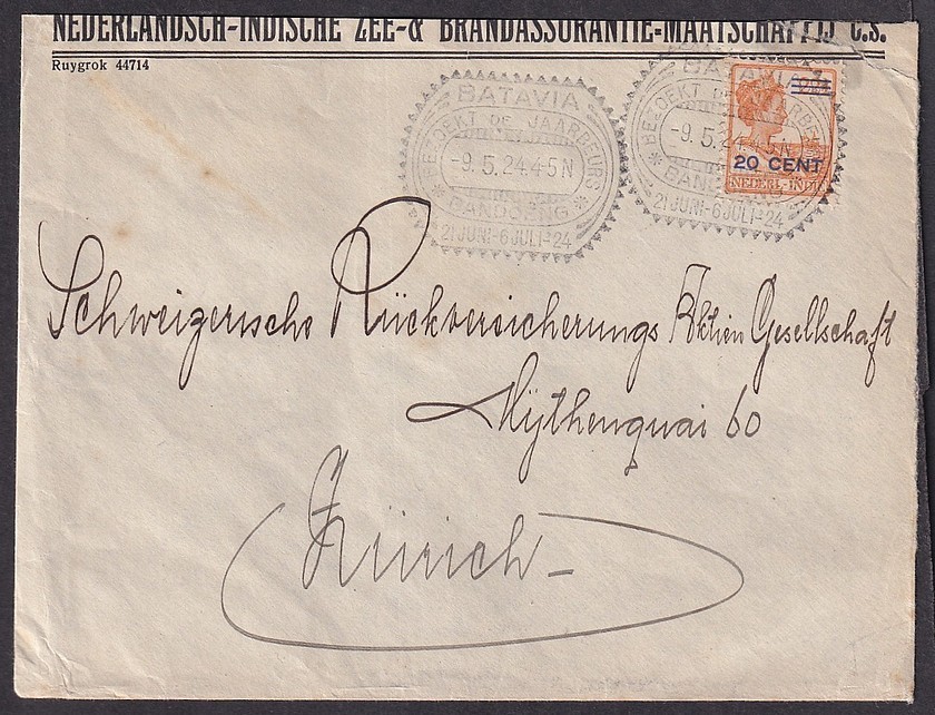 Netherlands Indies BATAVIA fancy cancellation on 1924 cover to Germany