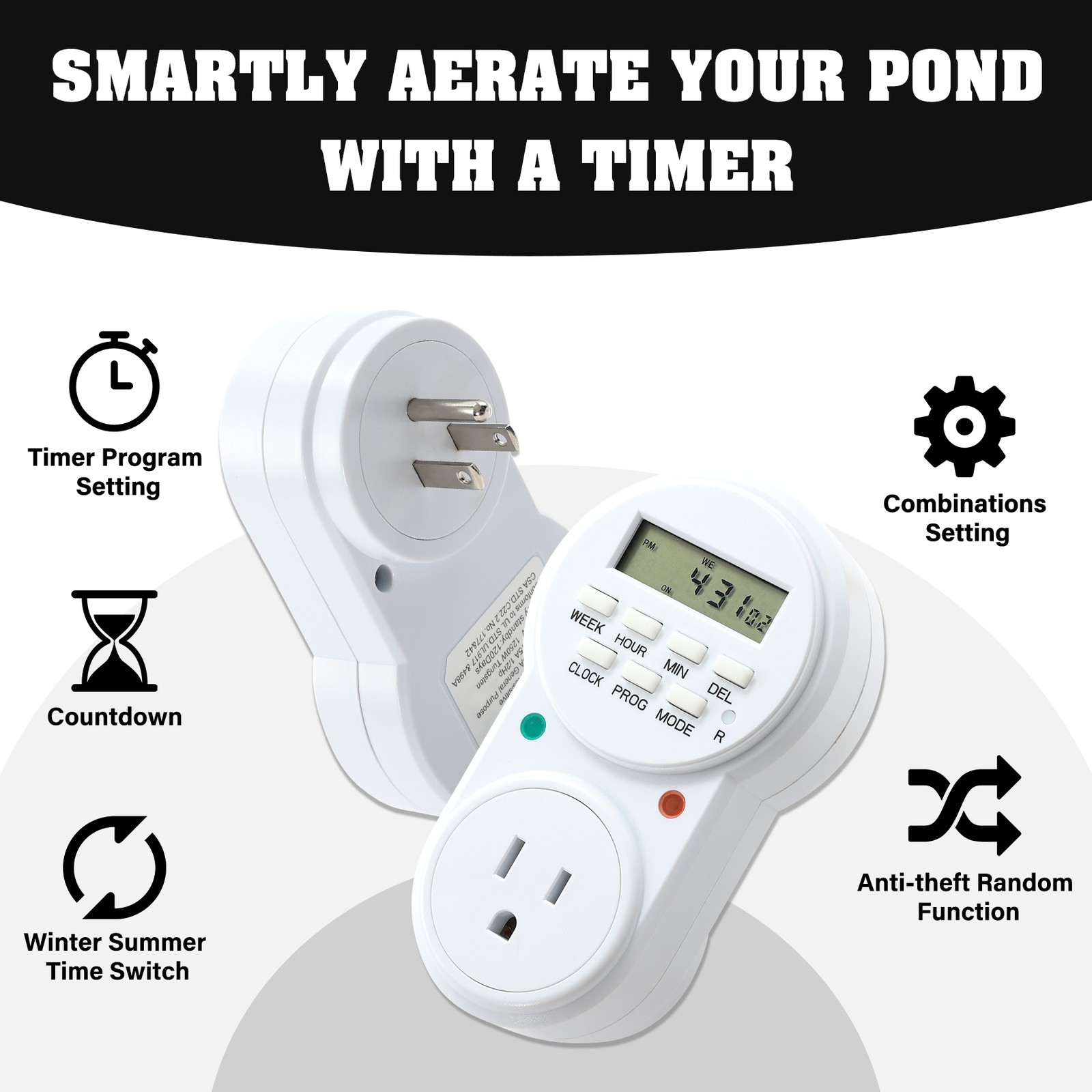 750W Pond Aerator Pond Lake Air Pump Kit with 2 Tubings & 2 Diffusers 5.35CFM