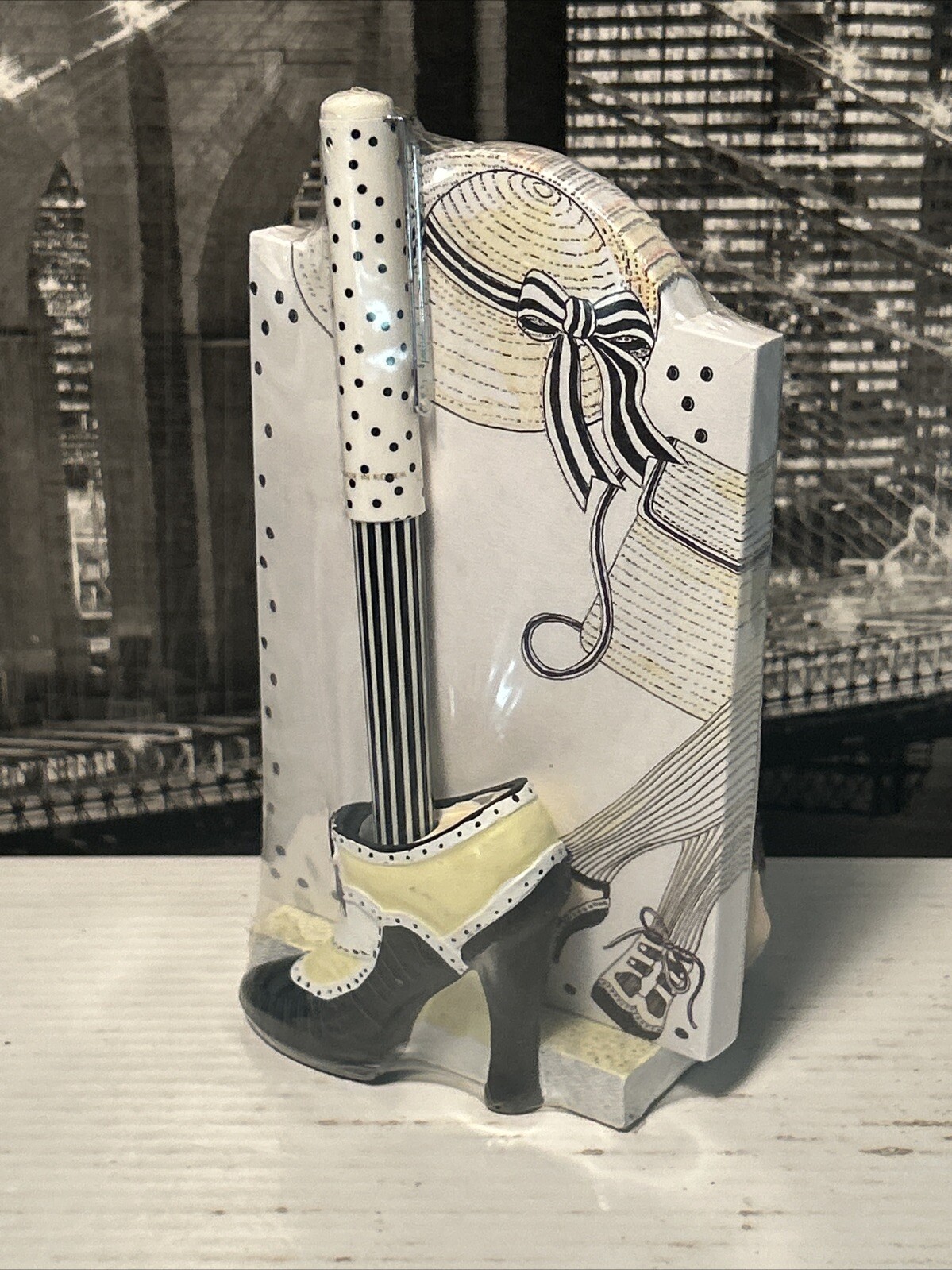 Lady Jayne Ltd Women’s Fashion Notepad & Pen Desktop Holder Set Vtg 90s Sealed