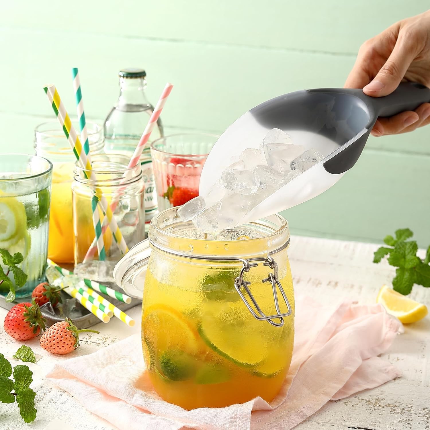 Spring Chef Gray Magnetic Ice Scoop for Freezer - Contoured Translucent