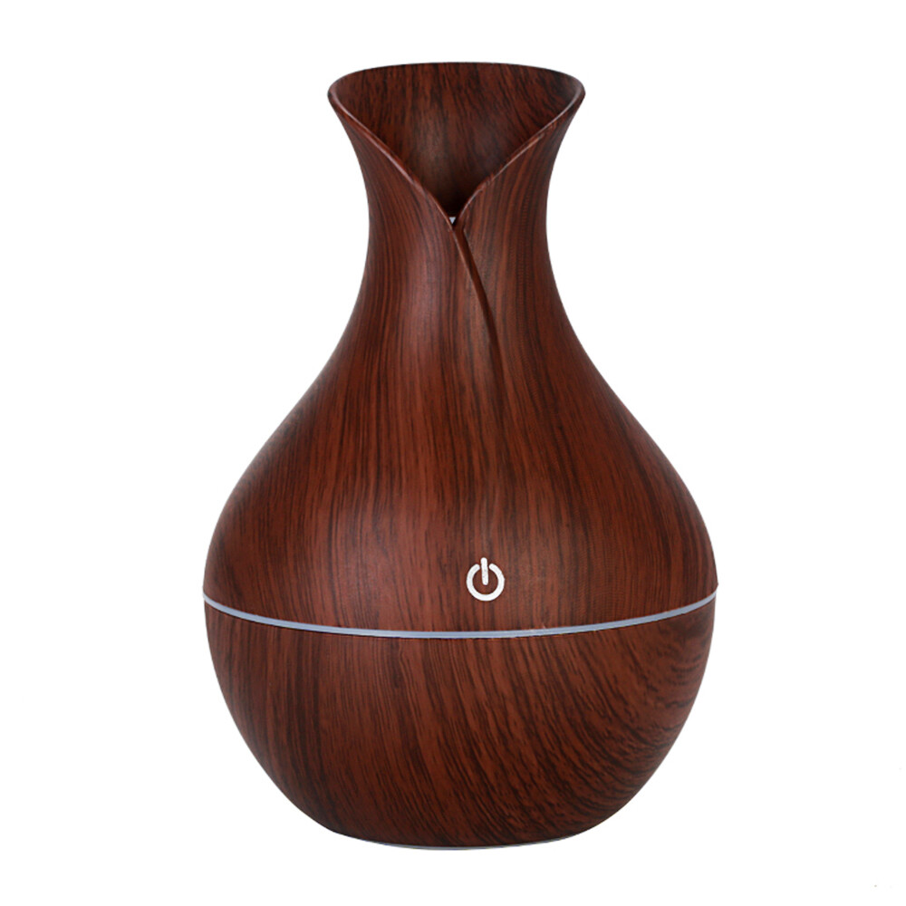 Essential Oil Diffuser Humidifier Aromatherapy Walnut Wood Grain Vase Aroma LED