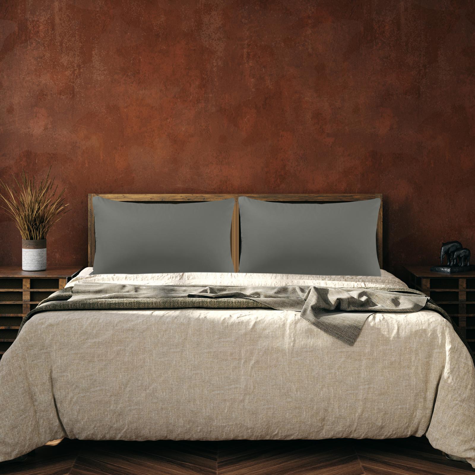 Egyptian Cotton Pillow Cases Hidden Zipper Pillowcase Standard Queen King 2 Pack