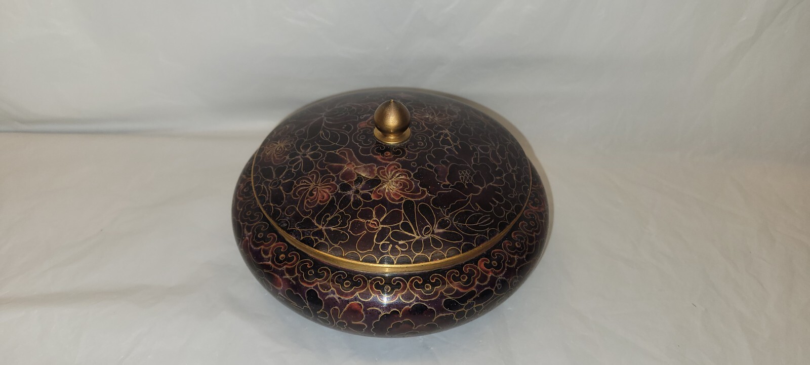 Chinese Cloisonne Lidded Candy Dish / Trinket Dish