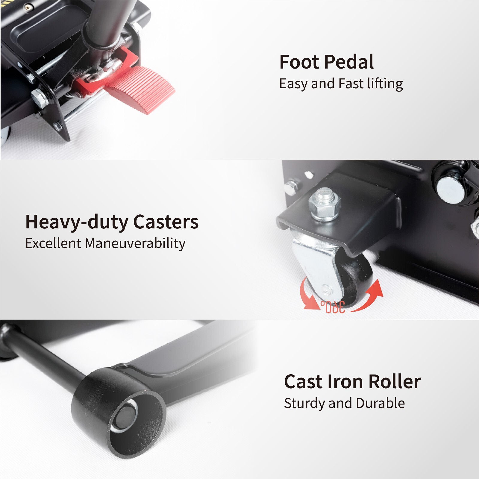 3-Ton Low Profile Hydraulic Floor Jack with Dual-Pump and Foot Pedal, Red